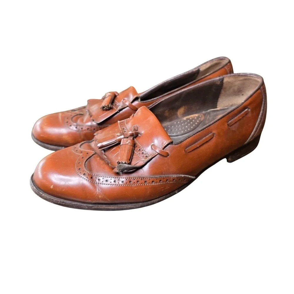 Johnston & Murphy Brown Leather Tassel Loafers Men's 10M #15-3160